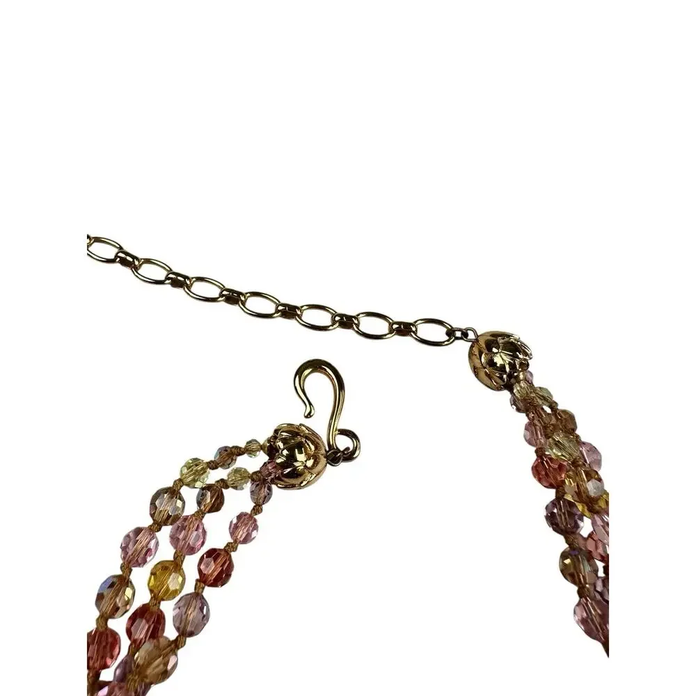 Swarovski Swan Signed AB Crystal Multi Strand Necklace Drop Bib Statement